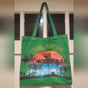 Nwot O'Neill Canvas Tote Shopping Bag Green
